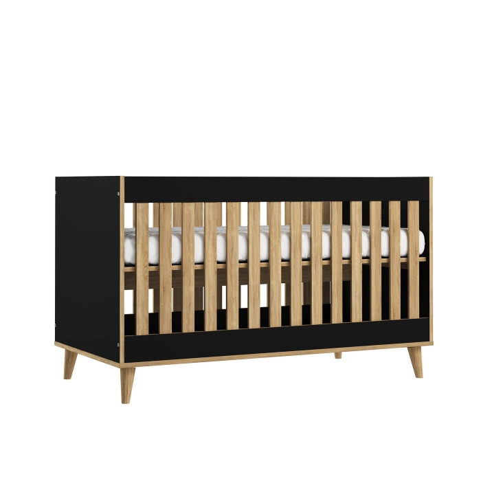 Babybett 3 in 1 NEW YORK - schwarz & Eiche